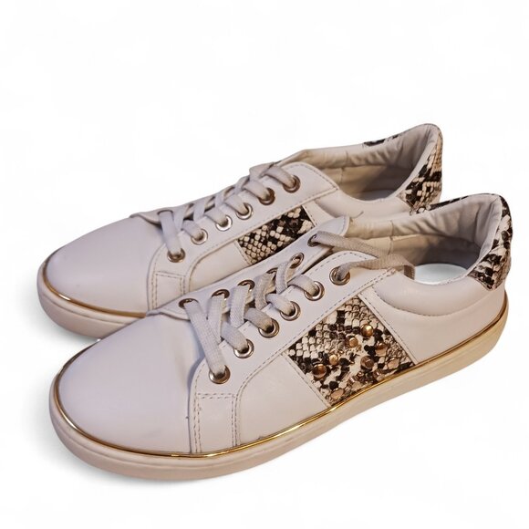 Steve Madden White Gold Studded Snakeskin Fashion Vegan Sneakers Size 6.5 - Picture 7 of 15